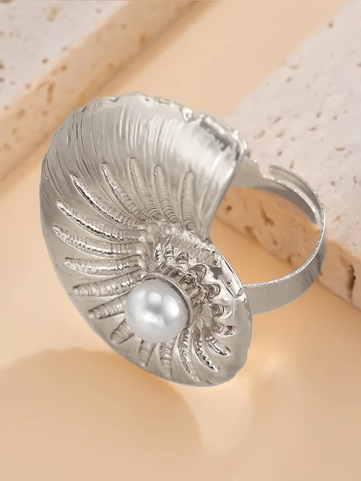 Фото товара 25608, кольцо ракушка бижутерия регулируемое безразмерное крупное